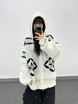 nordic knit hood zip-up