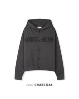ダークボタンフーデッドカーディガン