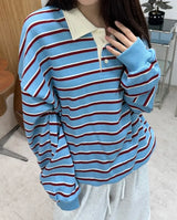 Pend Striped Collar Sweatshirt