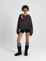[B-BASIC] Striped Hooded Zip-up