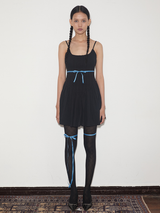 rirri SS 100% Cotton Jacquard Camisole Dress with Smocked Waist in Slimming Black (Excluding Blue Sash)