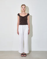 OFF SHOULDER SHIRRING TOP / D.BROWN