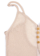 SEETHROUGH BUTTON SLEEVELESS_Beige
