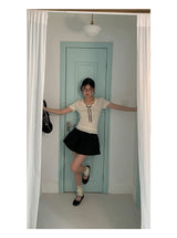 ribbon frill sweet short-sleeved knitwear