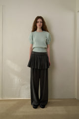 Slim button half knit_mint