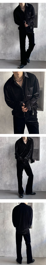 [F/W] ベルベットストライプシャツ(2color)