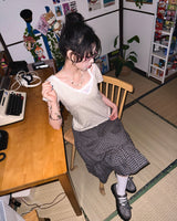(2color) ラッフルダイヤモンドフリンジチェックスカート
