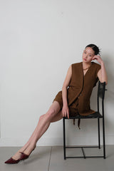 Overfit Sleeveless Jacket_Brown