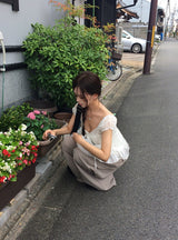 ロティ ナイロン ピンタック バンディング ワイド パンツ
