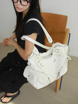 Vintage Wide Multi-Pocket Leather Shoulder Bag