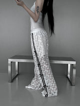 lace ribbon white pants