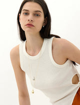 26SS★ [Premium Plating] Champagne Full Moon AB(W) Big Bowl Long Necklace