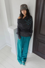 26SS★ SILVER GLITTER SWEAT PANTS