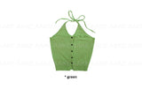 BUTTON HALTER KNIT TOP