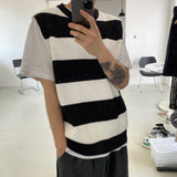ストライプラウンドネックベスト　２色