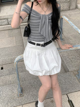 [🖤MD PICK] シネマストライプタイオフショルダートップ (Gray)