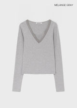 [MADE] Zeromi Lace V-Neck Long Sleeve Tee