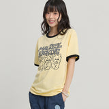 マルチーズアーカイブライングラフィックリンガー半袖Tシャツ