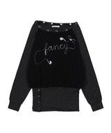 DRAWING STRIPE OFF-SHOULDER (BLACK) F26QB044