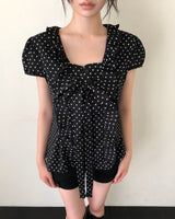 Koe Dot Short-Sleeve Blouse