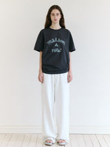 MAISON DE ROLA EMBROIDERY LOOSE FIT T-SHIRT CHARCOAL GRAY