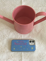Little Bunny Cat Glass Silver Bumper Case ( Blue )
