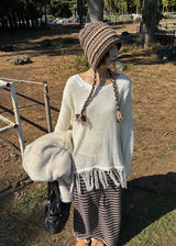 FRINGE V LONG KNIT