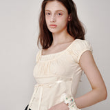 Eyelet Layered T-shirt (Yellow)