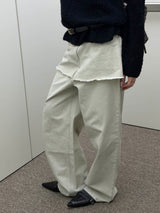 ウォッシュド スカート レイヤード パンツ(2color)