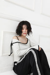 コントラストリボンTシャツ