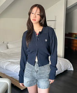 LOGO COLLAR CABLE CARDIGAN [3color]