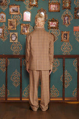 WOOL CHECK SLACKS / BEIGE