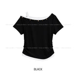 Steen Wood Button Layered One-Shoulder Short Sleeve