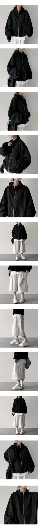V-key String Windbreaker Hooded Jumper