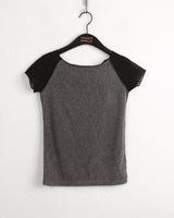 Zver ナグランカラーコンビネーションシースルー半袖Tシャツ