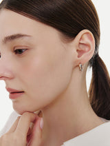 26SS★ Souvni Silver (C) Twist Rose One-Touch Earrings S