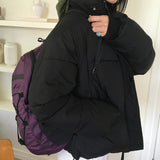 Kiggy Daily Zipper Pocket Oversized Fit Short Padded Jacket