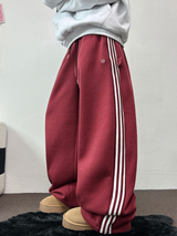 フリース❤トラックライン3ラインロングパンツ ❤🖤🤍💙🩶5COLOR