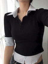 Pintuck Collar 3/4 Tee