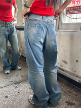 [Unisex] ビンテージダメージデニムパンツ
