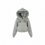 【60% Exclusive】NEWALRIN Glitter Fur Hoodie Zip-UP