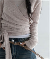 Pomel wrap knit cardigan