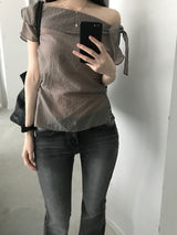 Layer off-shoulder blouse (3 colors)