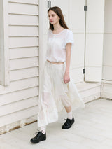 UNBALANCE SHIRRING LONG SKIRT IVORY