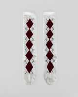 french argyle long knee socks