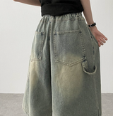 エリンカーペンターポケットバンド付き デニムバミューダパンツ