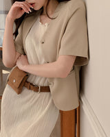 Comi Collarless Short-Sleeved Jacket