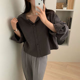 [BELLIDE MADE] lルーズフィッティングカラーレスコットンシャツ