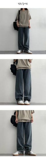 [Short, Basic, Long] [S–3XL] [Summer Long Pants!] バックバンディングプリンセミワイドピンタックデニムパンツ