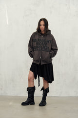 eagle hood zip up (dark grey)